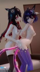 2girls 3d akt animated black_hair blue_hair consensual_tentacles dildo double_dildo double_penetration female_only female_orgasm honkai_(series) honkai_impact_3rd lesbian longer_than_30_seconds longer_than_one_minute masturbation orgasm pussy_juice red_eyes restrained seele_(alter_ego) seele_vollerei shaved_pussy shibari sound tentacle thighhighs video yuri