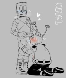 1robot 2boys artist_request blowjob blushing gay jerking_off tagme the_dooley_and_pals_show white_background