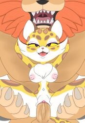 2022 absurd_res anthro anthro_on_anthro areola balls big_breasts breasts cheetah clawroline clitoris duo erect_nipples felid feline female genitals hi_res kirby_(series) larger_male leongar lion male male/female mammal nannan nintendo nipples open_mouth pantherine penetration penile penile_penetration penis_in_pussy sex sharp_teeth size_difference stand_and_carry_position standing standing_sex stomach_bulge teeth tongue vaginal_penetration vaginal_penetration video_games