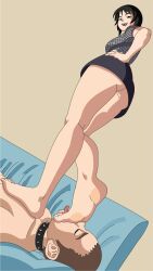 1boy1girl always-under-feet ass bare_legs barefoot big_ass black_hair brown_hair dominant dominant_female domination fetish foot_fetish foot_focus foot_worship katsunan kimono long_hair lying_on_back male/female masochism masochist naruto naruto_shippuden no_panties shizune short_kimono smile standing stepped_on stepping_on_face stepping_on_head submissive submissive_male underass