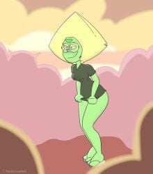 1girls alien_girl big_breasts black_shirt breast_expansion exposed_breasts female female_focus female_only flip_flops gem_(species) gif glasses green_skin hammerspace hidden_buxom huge_breasts lift_shirt lifting_shirt massive_breasts melieconiek no_bra no_panties no_pants peridot_(steven_universe) sandals steven_universe