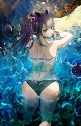 ass back_view bikini hololive hololive_english hololive_myth holomyth in_water looking_back ninomae_ina'nis ponytail swimsuit virtual_youtuber vyragami