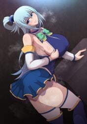 1girls 2022 aqua_(konosuba) blue_eyes blue_hair breasts deity female female_only goddess hips huge_breasts kono_subarashii_sekai_ni_shukufuku_wo! long_hair naughty_face ponpo ponponmaru short_skirt sideboob skirt slim_waist suggestive_look thick_thighs thighs wide_hips