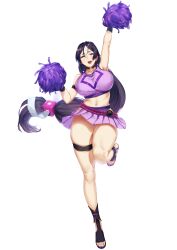 absurd_res armpits big_ass big_breasts blueorca cheerleader crop_top fat_ass fate/grand_order fate_(series) full_body highres huge_ass huge_breasts jumping large_ass large_breasts long_hair looking_at_viewer milf minamoto_no_raikou_(fate/grand_order) miniskirt panties purple_clothing purple_eyes purple_hair revealing_clothes sleeveless thick_ass thick_thighs