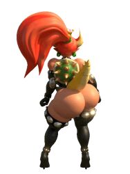 1girls 3d animated areola_slip ass bowsette earrings female female_only huge_ass huge_breasts mario_(series) new_super_mario_bros._u_deluxe nintendo red_bowsette red_eyes red_hair shocking_(artist) solo_female tagme tan-skinned_female thick_thighs transparent_background