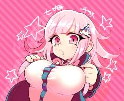 breasts danganronpa danganronpa_2:_goodbye_despair female_only fully_clothed hiraga_na large_breasts nanami_chiaki straight_hair super_danganronpa_2 tight_clothing tight_fit