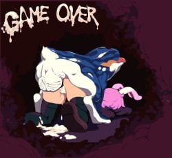 1boy 1girls 2d 2d_animation animal_ears animal_penis animated anthro ass ass_up balls ballsack beast bunny_ears censored clothed clothed_sex cum cum_in_pussy cum_inside defeated female feral frog frog_monster game_cg game_over gif male male/female panties panties_aside pixel_animation pixel_art purple_hair rape reisen_udongein_inaba shoes tagme takorin teratophilia testicles_clench thighhighs touhou udonge_in_interspecies_cave underwear vaginal_penetration vaginal_sex zoophilia