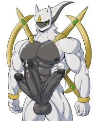 anthro arceus balls big_balls big_penis genitals hi_res legendary_pokémon male male_only multi_genitalia multi_penis nintendo nude ofstrial penis pokémon_(species) pokemon simple_background solo standing transparent_background triphallia video_games