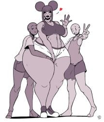 1girls 2022 2boys big_breasts bottom_heavy breasts bulge closed_eyes double_bun female fiffer height_difference hips huge_ass huge_thighs jenny_(fiffer) male penis penis_bulge simple_background thick_thighs thighs white_background wide_hips