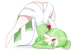 1girls anthro ass ass_up butt_focus female female_focus galutine gardevoir green_body green_hair hair humanoid jack-o'_pose jack-o_pose legs_up lying nintendo on_front pokémon_(species) pokemon pokemon_(species) pose raised_leg red_eyes solo spread_butt spreading video_games