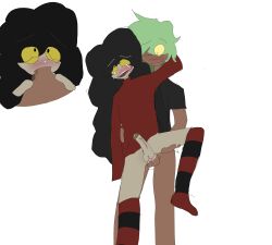 2boys black_hair couple from_behind_position green_hair male nsfw pngtuber