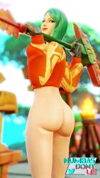 1girls ass bottomless fortnite green_hair looking_back sunbird thenumbersdon'tlie