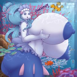 athena_(megustalikey) big_breasts breast_expansion breasts expand-blurples female huge_breasts pokémon_(species) pokemon primarina tagme