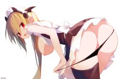 alternate_version_available ass breasts caught demon demon_girl disgaea disgaea_3 exposed_ass exposed_breasts large_breasts maid maid_uniform nanozenzen nippon_ichi_software panties panties_down peeping salvatore undressing