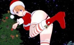 1girls female female_only from_behind mieruko-chan panties santa_hat solo yurikawa_hana