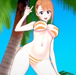 1girls 3d beach bikini female female_only mieruko-chan solo yurikawa_hana