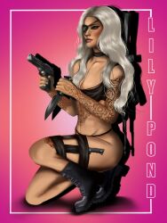 boots desert_eagle eyepatch kneeling knife lily_pond_bloom nopixel tattoo white_hair xvxxee