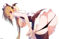 alternate_version_available ass bra breasts caught demon demon_girl disgaea disgaea_3 exposed_ass exposed_breasts large_breasts maid maid_uniform nanozenzen nippon_ichi_software panties panties_down peeping salvatore skimpy_clothes undressing