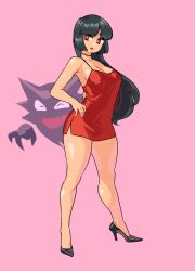 1girls 2022 2d adult adult_female bangs big_breasts black_hair breasts cleavage clothed_female clothing dress esper female female_focus gengar haunter heels high_heels human human_female legs light-skinned_female light_skin long_hair looking_away natsume no_pants no_sex noyemik open_mouth pink_background pokémon_(species) pokemon realistic_breast_size realistic_proportions red_dress red_eyes sabrina_(pokemon) safe_for_work simple_background solo_focus spread_legs standing straight_hair thick_thighs thighs wide_hips