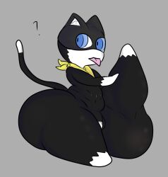 anthro ass atlus bellyboi13 big_ass big_butt domestic_cat dumptruck_ass felid feline felis femboy hi_res huge_ass huge_butt hyper_legs large_ass looking_at_viewer male mammal megami_tensei megami_tensei_persona morgana_(persona) one_leg_up penis raised_leg small_penis solo thick_thighs tongue tongue_out video_games wide_hips