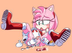 amy_rose anal anal_beads anal_insertion condom cum dildo disembodied_hands erect_clitoris erect_nipples fingering fingering_pussy hearlesssoul legs_up open_mouth panties_aside pink_fur pink_hair sex_toy skirt_lift small_breasts sonic_(series) spread_legs tongue_out