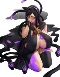 2_tails alternate_color animal_humanoid arm_markings big_breasts biped black_bottomwear black_clothing black_ears black_hair black_legwear black_pupils black_shirt black_slime black_tail black_tentacles black_thighhighs black_topwear bottomwear bracelet breast_markings breasts cat_humanoid choker cinko cleavage clothed clothing colored corruption_of_champions_ii curvy_figure digital_media_(artwork) dipstick_tail eyelashes facial_markings felid felid_humanoid feline feline_humanoid female fingers front_view full-length_portrait fully_clothed glistening glistening_hair goo_creature goo_hair goo_humanoid goo_tentacles hair head_markings hi_res high-angle_view huge_breasts humanoid humanoid_hands hybrid jewelry khalea kneeling leg_markings legwear light_body light_skin long_hair looking_at_viewer mammal mammal_humanoid markings monotone_ears multi_tail multicolored_body multicolored_skin multicolored_tail neck_markings necklace portrait pseudo_hair pupils purple_body purple_eyes purple_markings purple_skin purple_tail seiza shaded shirt simple_background sitting skimpy solo tail_markings tentacle thick_thighs thighhighs topwear two_tone_body two_tone_skin two_tone_tail voluptuous white_background wide_hips