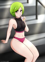 1girls bleach clothed female female_only green_hair kuna_mashiro mistowing solo