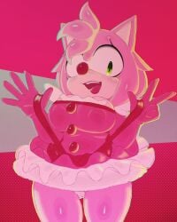 amy_rose breasts clothed clothing clown clown_girl female geiru_toneido_(cosplay) pink_fur pink_hair sinrizuki solo sonic_(series)