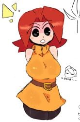 1girls big_breasts breasts cute female gazoogaloo huge_breasts mii mii_gunner mii_gunner_(smash_4) mob_face nintendo orange_hair parted_hair sleeveless_shirt solo super_smash_bros. tagme turtleneck