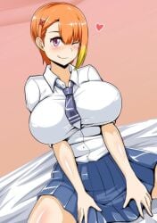 1girls big_breasts female female_only fully_clothed mieruko-chan orange_hair solo yurikawa_hana