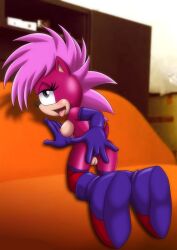 1girls anal anal_fingering female female_only fingering_ass fingering_self gloves_and_boots_only palcomix solo solo_female sonia_the_hedgehog sonic_(series) sonic_the_hedgehog_(series) sonic_underground