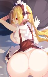 ass asshole bent_over breasts demon demon_girl disgaea disgaea_3 large_breasts maid maid_uniform nanozenzen nippon_ichi_software no_panties open_clothes salvatore