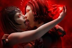 2girls 3d black_widow_(marvel) blender brainwashed brainwashing celebrity elizabeth_olsen female female_only hypnosis kissing lesbian licking magic marvel marvel_cinematic_universe mind_control mindfuck natasha_romanoff questionable_consent real_person scarlet_witch scarlett_johansson tongue tongue_out vanasmut wanda_maximoff yuri