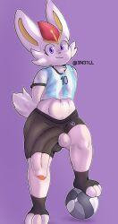 :3 abs absurd_res anthro argentina ass ball balls balls_outline big_balls big_bulge big_butt big_penis bottomwear bulge bulge_down_leg cinderace clothing cuter_male detailed_bulge femboy flaccid football_(ball) foreskin front_view fur furry furry_only genital_outline genitals half-erect hands_behind_back hi_res hotpants huge_bulge huge_cock huge_thighs humanoid_genitalia humanoid_penis hung_trap ineffective_clothing lagomorph leporid long_penis male male_only mammal muscular muscular_male n31l_(artist) nintendo paws penis penis_outline penis_through_leghole penis_to_the_knees pokémon_(species) pokemon poking_out pose rabbit shirt shorts solo tail thick_penis thick_thighs tight_clothing topwear video_games wide_hips