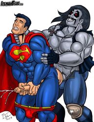 2boys anal clark_kent cumming cumming_from_anal_sex cumming_while_penetrating dc dc_comics facial_hair gay grey_skin icemanblue lobo_(dc) male male_focus male_only muscular superman tagme