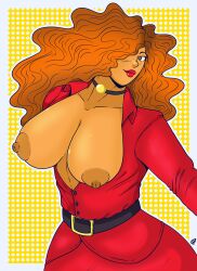 1girls 2019 areolae belt big_breasts big_lips breasts cartoon_network choker exposed_breasts female female_only gentlebrownbaby hair huge_breasts lips lipstick long_hair mature mature_female mature_woman milf nipples orange_eyes orange_hair powerpuff_girls red_lips red_lipstick sara_bellum solo solo_female thick_lips