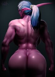 3d amazon blender dominant dominant_female female huge_ass huge_breasts looking_back muscular_back muscular_female night_elf pinup purple_skin thick_thighs threatening vana_(vanasmut) vanasmut voluptuous warcraft wide_hips world_of_warcraft