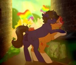 anal anal_sex animal_genitalia anus balls blush bodily_fluids cum cumshot cutie_mark duo ejaculation equid equine erection exhibitionism eyewear female fluttershy_(mlp) friendship_is_magic gay gay_sex genital_fluids genitals glasses hair hasbro hi_res hiding_in_alley horn horse lgbt_history_month lgbt_pride male male/male male_penetrated male_penetrating male_penetrating_male mammal my_little_pony nude oc original_character penetration penis pony pride_color_flag rammblyat sex sprout_cloverleaf_(mlp) straight_hair sunburst_(mlp) tj_konesky_(dark_blue) unicorn