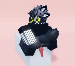 3d 7n7o anthro backdrop balls crop_top furry gay genitals girly hand_on_butt hybrid knot protofuwa protogen roblox roblox_avatar robloxian self_upload solo tagme