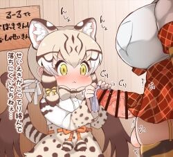 1futa 1girls :3 accessory animal_ears animal_humanoid balls bengal_tiger_(kemono_friends) big_breasts big_penis blush bodily_fluids bottomless bottomwear bow_tie breasts brown_hair brown_highlights censor_bar censored cleaning cleaning_cock cloth clothed clothing cum cum_on_penis duo erection felid felid_humanoid feline feline_humanoid female female_focus fully_clothed futanari garter_straps genital_fluids genitals geoffroy's_cat_(kemono_friends) glans glansjob gradient_hair gynomorph gynomorph/female hair hair_accessory hair_ribbon handjob highlights_(coloring) holding_object huge_cock human humanoid humanoid_penis inner_ear_fluff intersex intersex/female japanese_text kemono_friends kemonomimi legwear light-skinned_female light-skinned_futanari light_skin long_hair mammal mammal_humanoid markings mostly_clothed penile penis pupils ribbons sex shirt skirt slit_pupils standing striped_markings striped_tail stripes suspender_skirt suspenders sweat sweatdrop tail_markings tanaka_kusao text thigh_highs topwear translation_request tuft twintails vein veiny_penis yellow_eyes