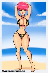 1girls artist_name atomickingboo big_breasts breasts busty clothed_female female female_focus female_only hips huge_breasts large_ass large_breasts looking_at_viewer macy_atomix original original_character pink_hair red_hair smile solo solo_female solo_focus swimsuit the_space_angels thick thick_legs thick_thighs voluptuous watermark wide_hips