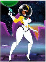 1girls artist_name athletic athletic_female atomickingboo big_ass big_breasts breasts dark-skinned_female dark_skin female female_focus female_only fit fit_female hips large_breasts mindi_tygerson original original_character short_hair the_space_angels thick thick_ass thick_legs thick_thighs voluptuous wide_hips