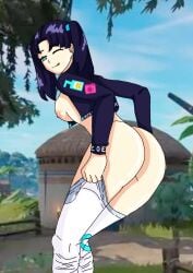 ass big_ass breasts fortnite fortnite:_battle_royale looking_at_partner sideboob sondrykle taking_clothes_off zoe_clash_(fortnite)