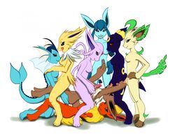 4_fingers anthro black_fur blue_eyes blue_fur blue_skin breasts brown_eyes closed_mouth color eevee eeveelution erection espeon fellatio flareon fur furry furry_breasts furry_ears furry_tail futanari glaceon green_eyes grey_eyes handjob houkuko intersex interspecies jolteon leafeon lying missionary_position nipples nude on_back open_eyes oral paizuri penis pointy_ears pokemon pokemon_(species) precum purple_fur red_eyes red_fur reverse_cowgirl_position sex smile standing straddle tail tail_fin tongue tongue_out umbreon vaporeon white_background yellow_fur