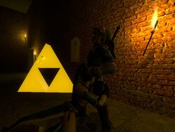 1boy 1girls 3d artist_request female fire_emblem fire_emblem:_the_blazing_blade garry's_mod gm_construct link link_(twilight_princess) lyn_(fire_emblem) lyndis_(fire_emblem) male oral straight_hair tagme the_legend_of_zelda triforce twilight_princess