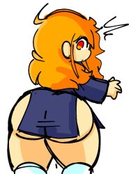 1girls ass behind_view black_robe exposed_ass female kneehighs looking_at_viewer looking_back mochikirb oc orange_eyes orange_hair original_character presenting_hindquarters shortstack skimpy_clothes solo suprised thick_ass thick_thighs toh_(mochikirb)