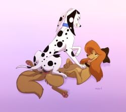 101_dalmatian_street 101_dalmatians 1futa 2girls delilah_(101_dalmatians) disney disney_xd dixie_(fox_and_the_hound) female/female female_on_bottom female_on_top feral futa_on_female futanari navi_(artist) pussy the_fox_and_the_hound the_fox_and_the_hound_2