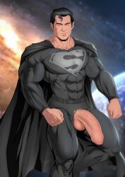 abs big_penis clark_kent dc dc_comics foreskin glans male male_focus male_only muscular muscular_male partially_retracted_foreskin penis penis_out reiner55 superman superman_(series) uncut