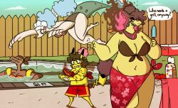 anthro belly big_breasts breasts cosplay_pikachu fat female furry hisuian_typhlosion milf nerdyreindeer nintendo pikachu pokemon pokemon_(species) pool primarina salandit tagme typhlosion