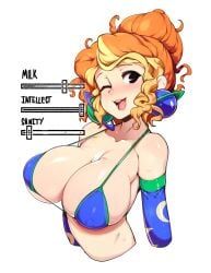 1girls 2022 attribute_slider bikini_top body_slider breast_slider breasts cleavage color curly_hair female female_only hi_res huge_breasts looking_at_viewer massive_breasts ms._frizzle naughty_face orange_hair simple_background slider slider_(control) slugbox smile smiling solo solo_female the_magic_school_bus white_background